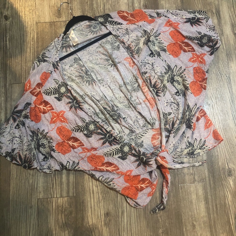Free people tie front kimono blouse top